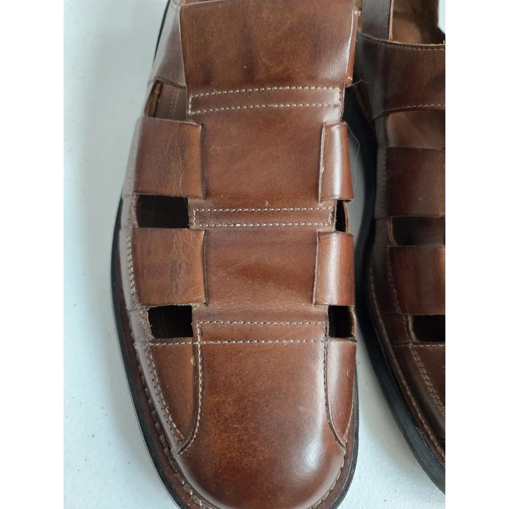 Cole Haan Men's Size 11M Brown‎ Leather Basket Fisherman Sandle Slip On